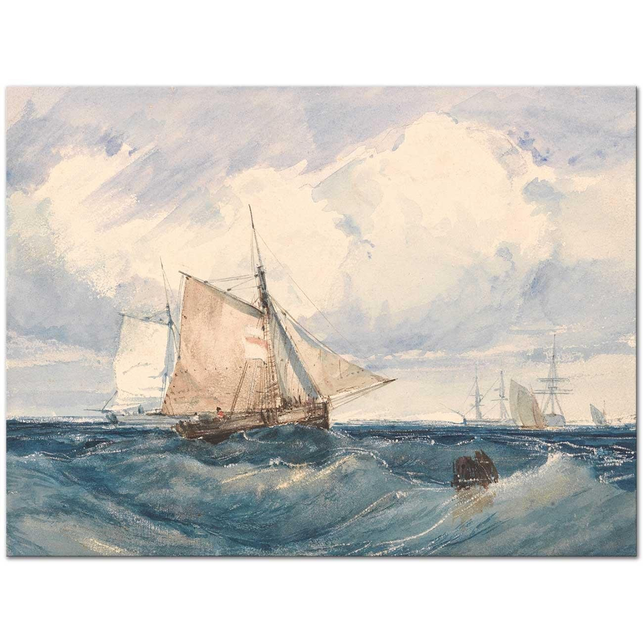 Richard Parkes Bonington A Cutter and Other Shipping in a Breeze Art Print