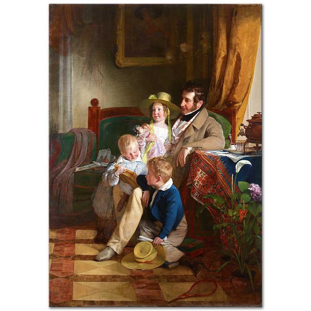 Friedrich von Amerling Rudolf von Arthaber ve Çocukları Kanvas Tablo