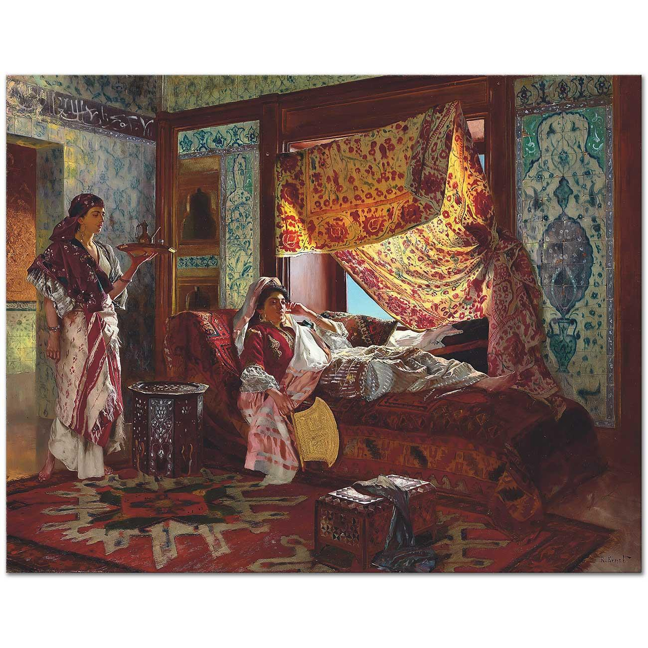 Rudolph Ernst Haremde Çay Servisi Kanvas Tablo