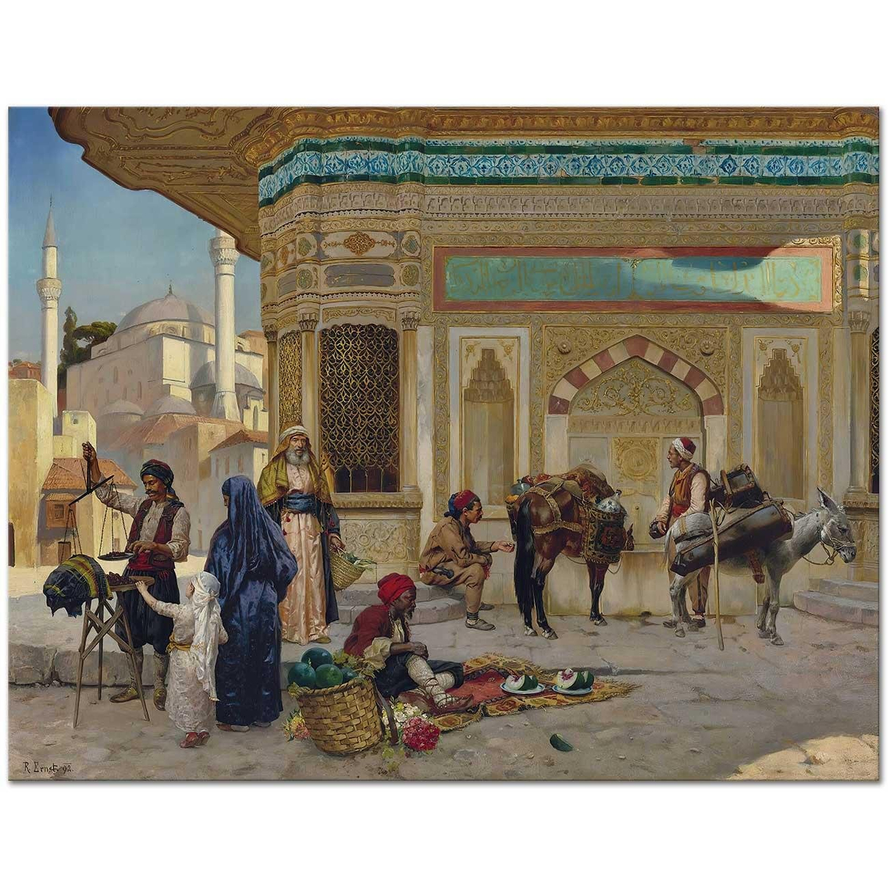 Rudolph Ernst Üçüncü Ahmed Çeşmesi İstanbul Kanvas Tablo