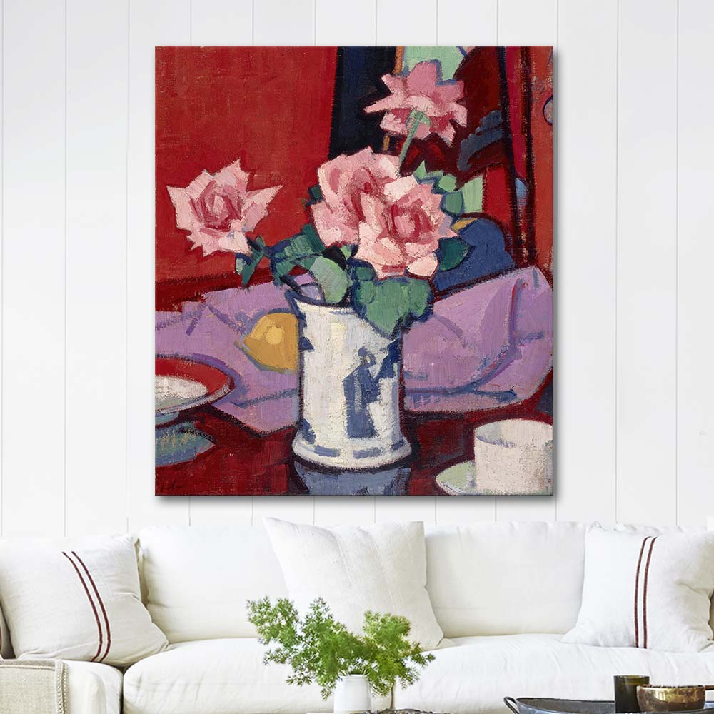 Samuel Peploe Pink Roses, Chinese Vase Art Print