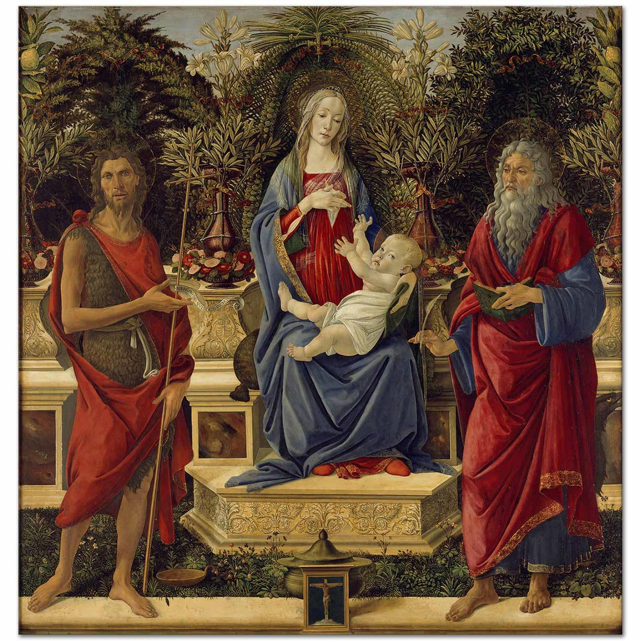 Sandro Botticelli Meryem Çocuk İsa ve İki Yahya ile Kanvas Tablo