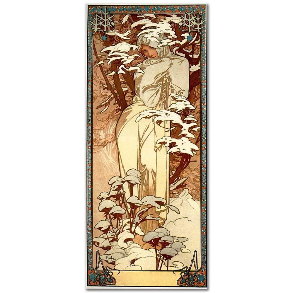 Alphonse Mucha Mevsimler, Kış Kanvas Tablo