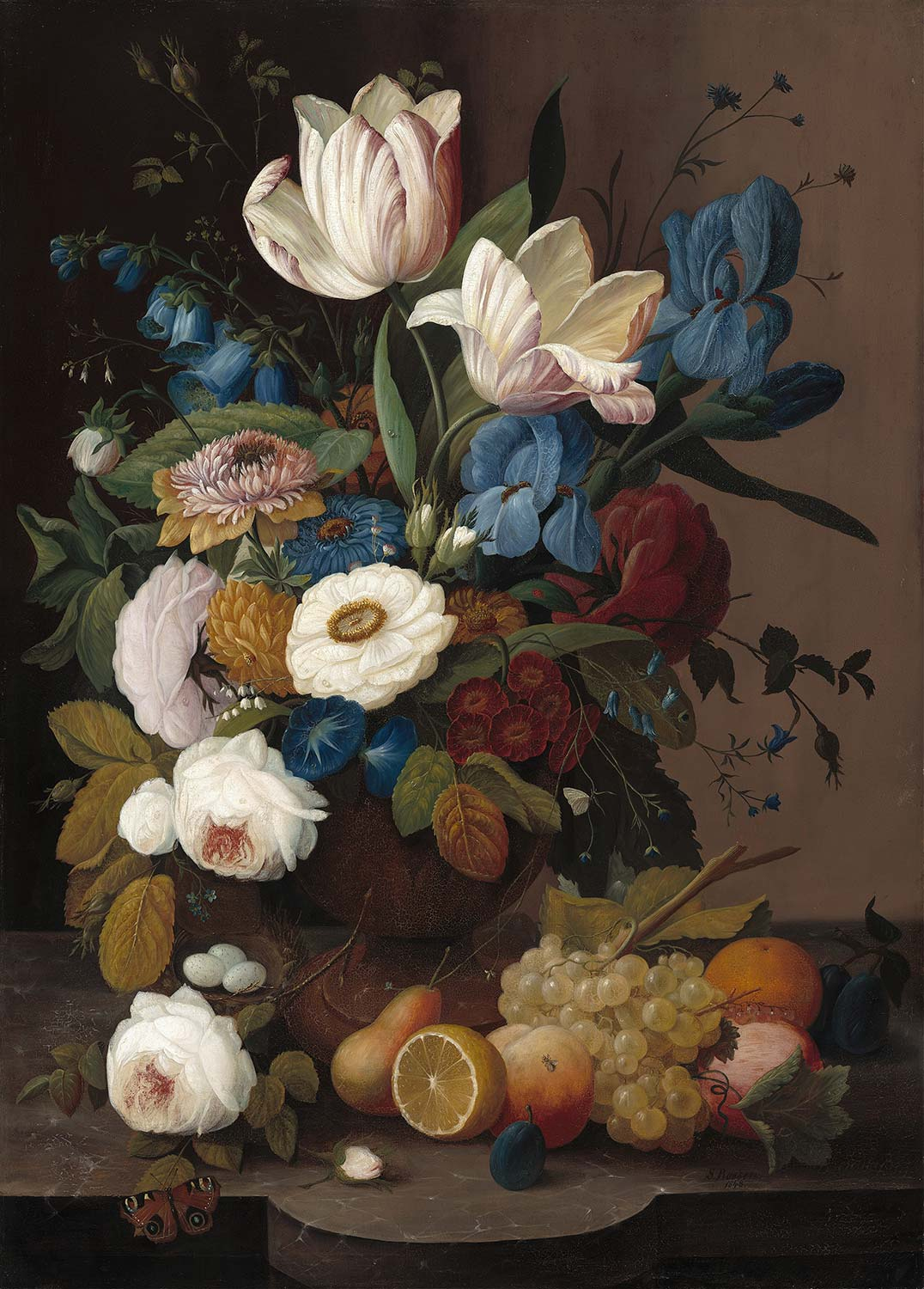 Severin Roesen Still Life, Flowers and Fruit Art Print