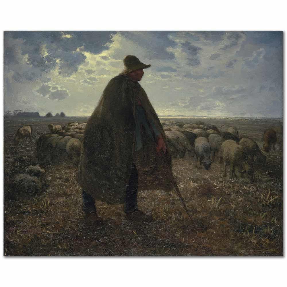 Jean-François Millet Sürüsünü Güden Çoban Kanvas Tablo