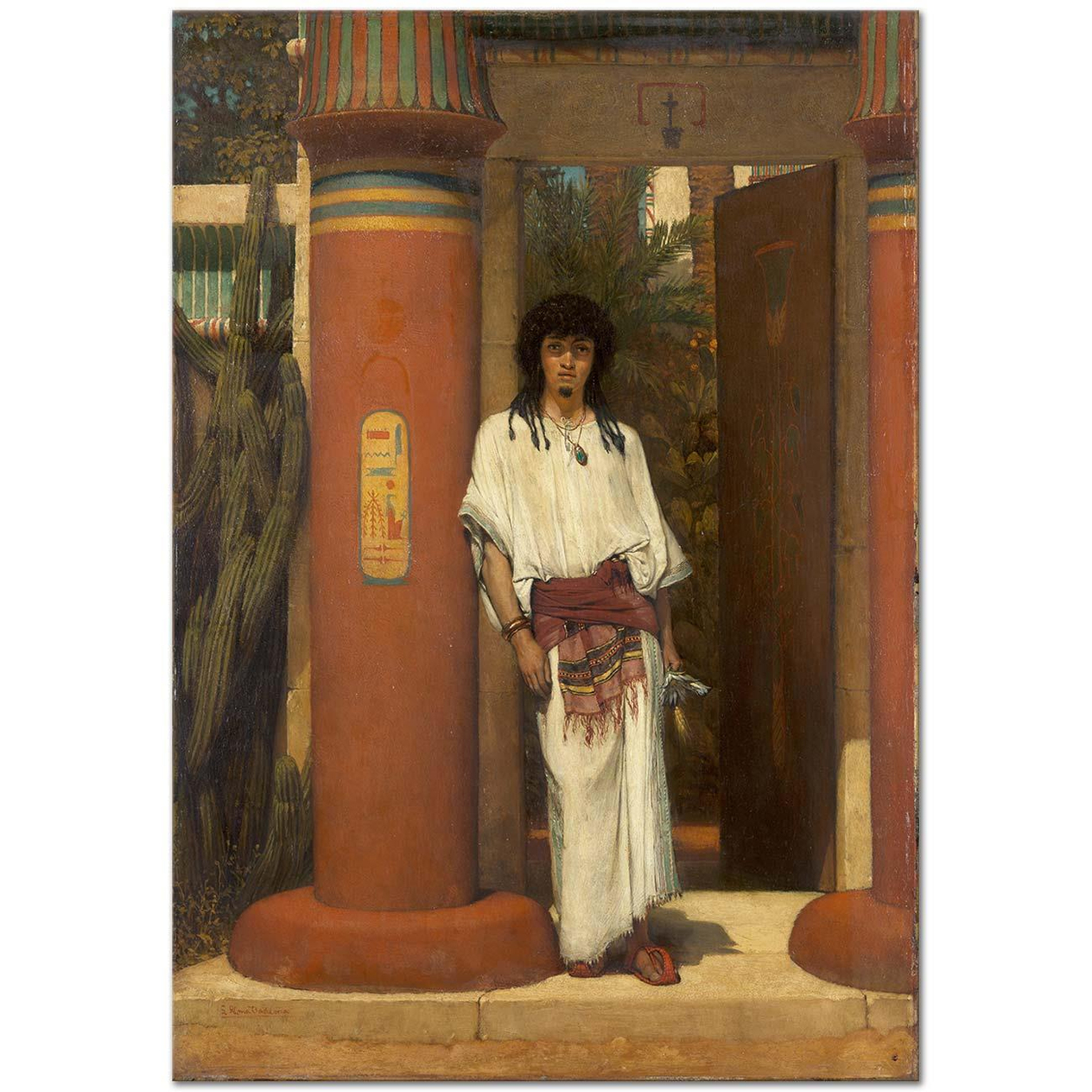 Sir Lawrence Alma-Tadema Kapı Önünde Bir Mısırlı Kanvas Tablo