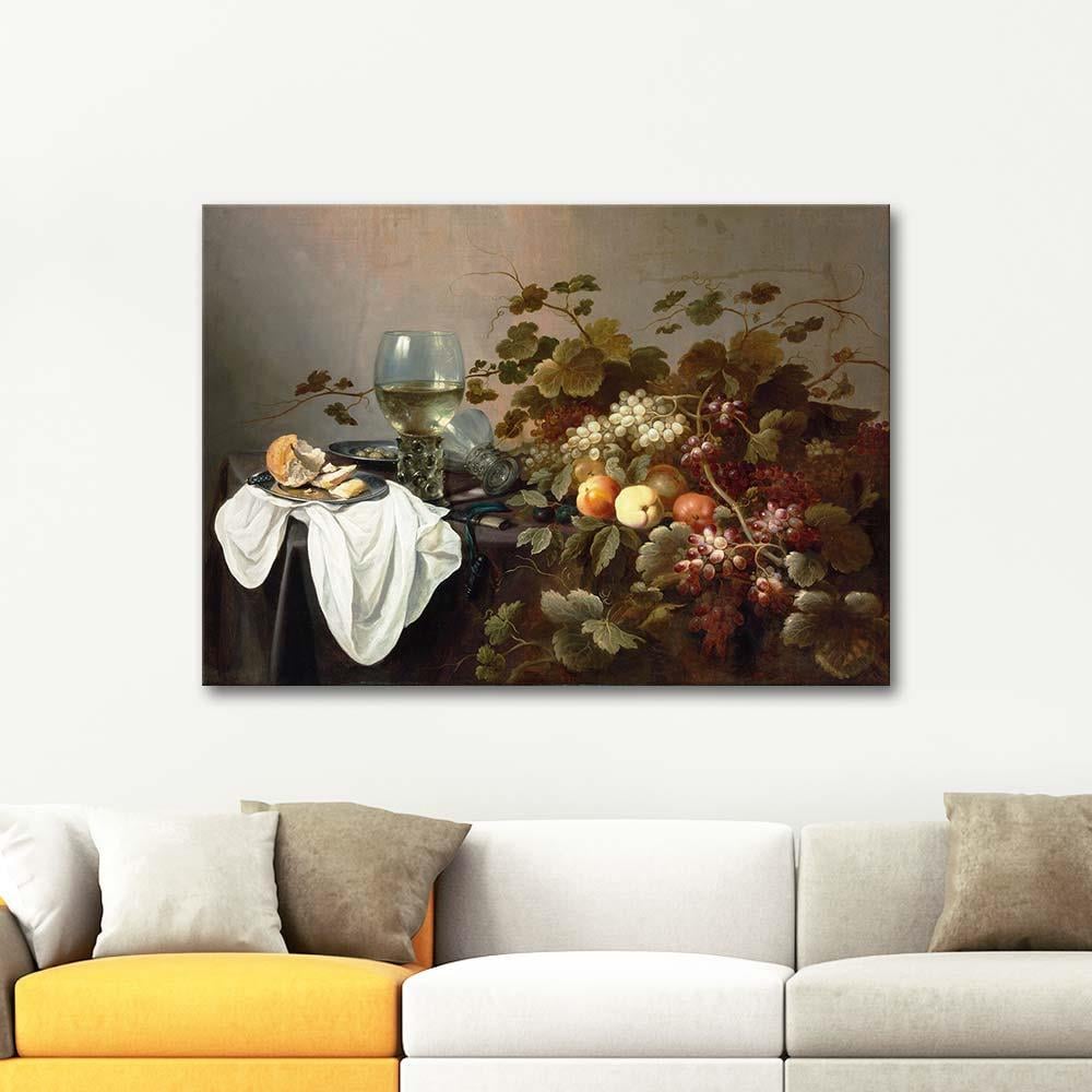 Pieter Claesz Meyve ve Rom ile Natürmort Kanvas Tablo