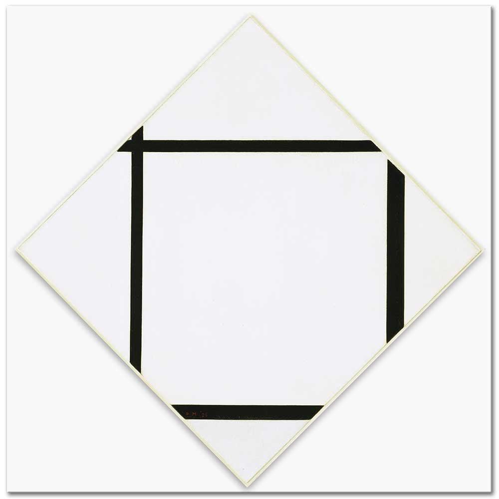 Piet Mondrian Tablo I: Dört Çizgili ve Gri Kare Kanvas Tablo