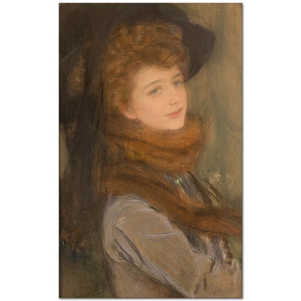 Teodor Axentowicz Portrait of a Woman in a Fox Fur Collar Art Print