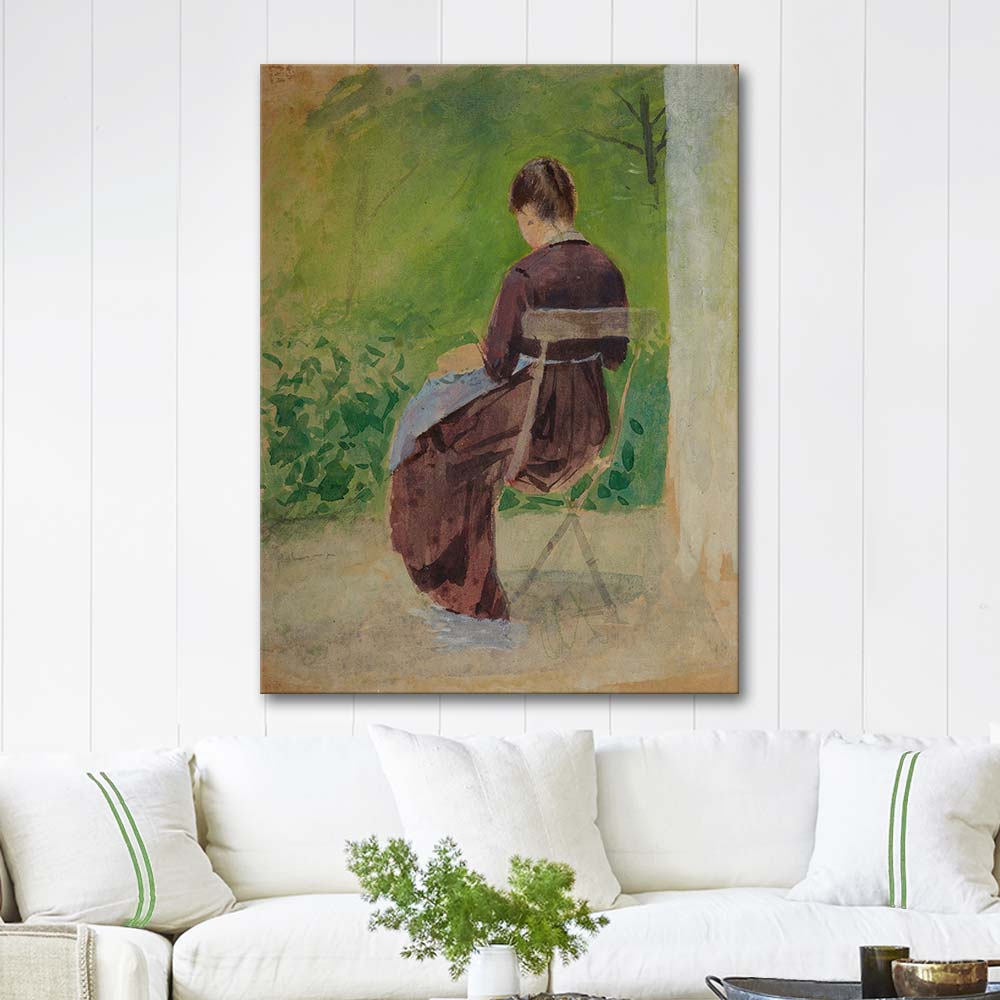 Teodor Axentowicz Study of a Woman Sitting in a Garden Art Print