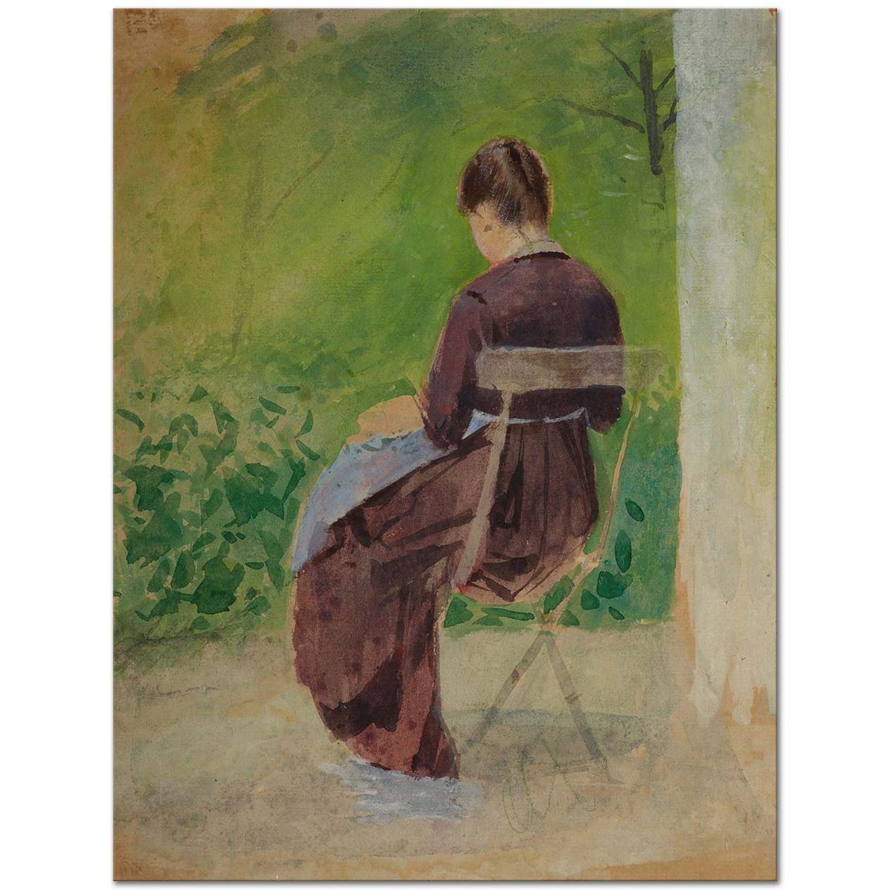 Teodor Axentowicz Study of a Woman Sitting in a Garden Art Print