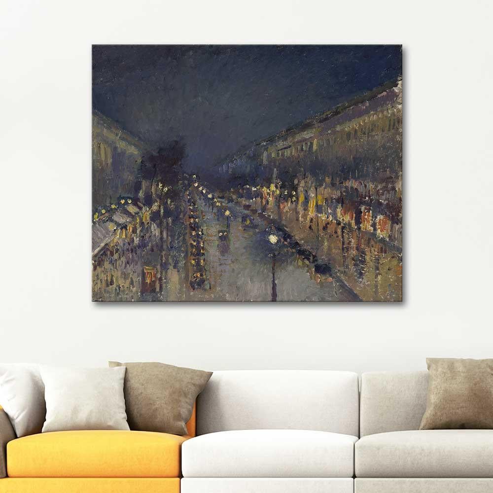 The Boulevard Montmartre at Night by Camille Pissarro as Art Print