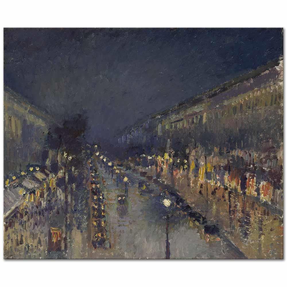 The Boulevard Montmartre at Night by Camille Pissarro as Art Print