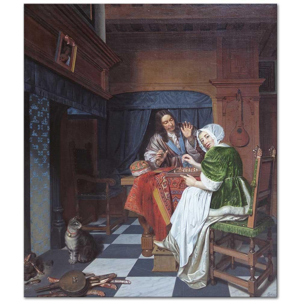 Cornelis de Man Satranç Oynayanlar Kanvas Tablo