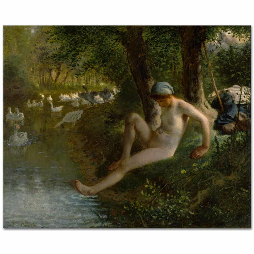 Jean-Francois Millet Genç Kız ve Kazlar Kanvas Tablo
