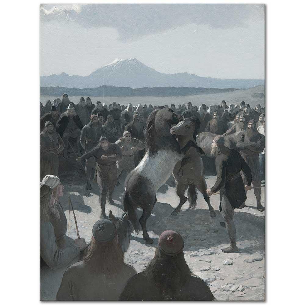 August Malmström At Döğüşü Kanvas Tablo