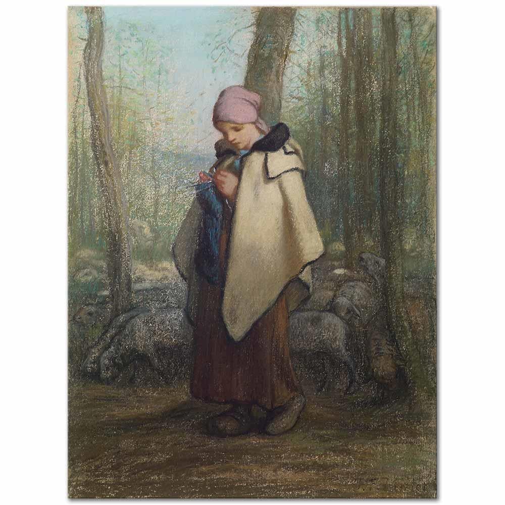 Jean-François Millet Örgü Ören Çoban Kız Kanvas Tablo