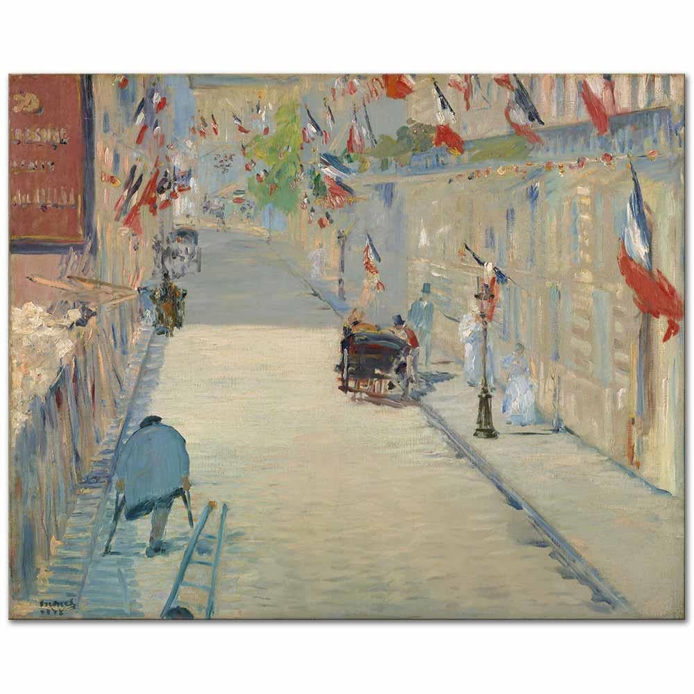 Edouard Manet Mosnier Bulvarında Bayraklar Kanvas Tablo