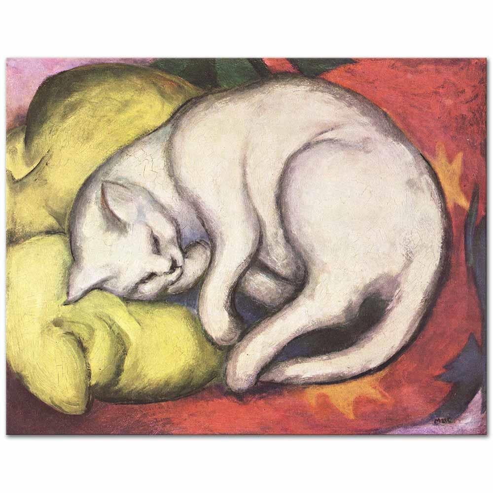 Franz Marc Sarı Yastıkta Kedi Kanvas Tablo