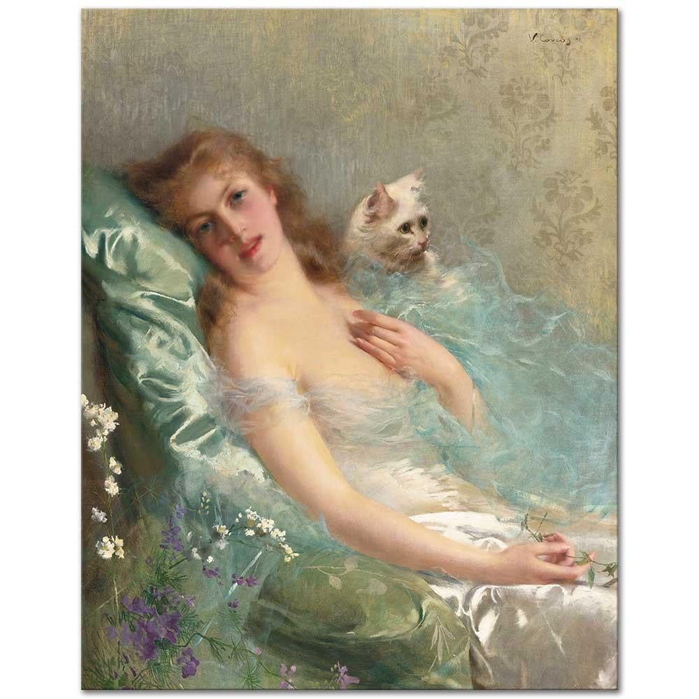 Vittorio Matteo Corcos Beyaz Kedi Kanvas Tablo