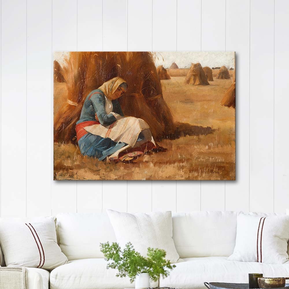 Theodore Ralli Resting by a Haystack Art Print