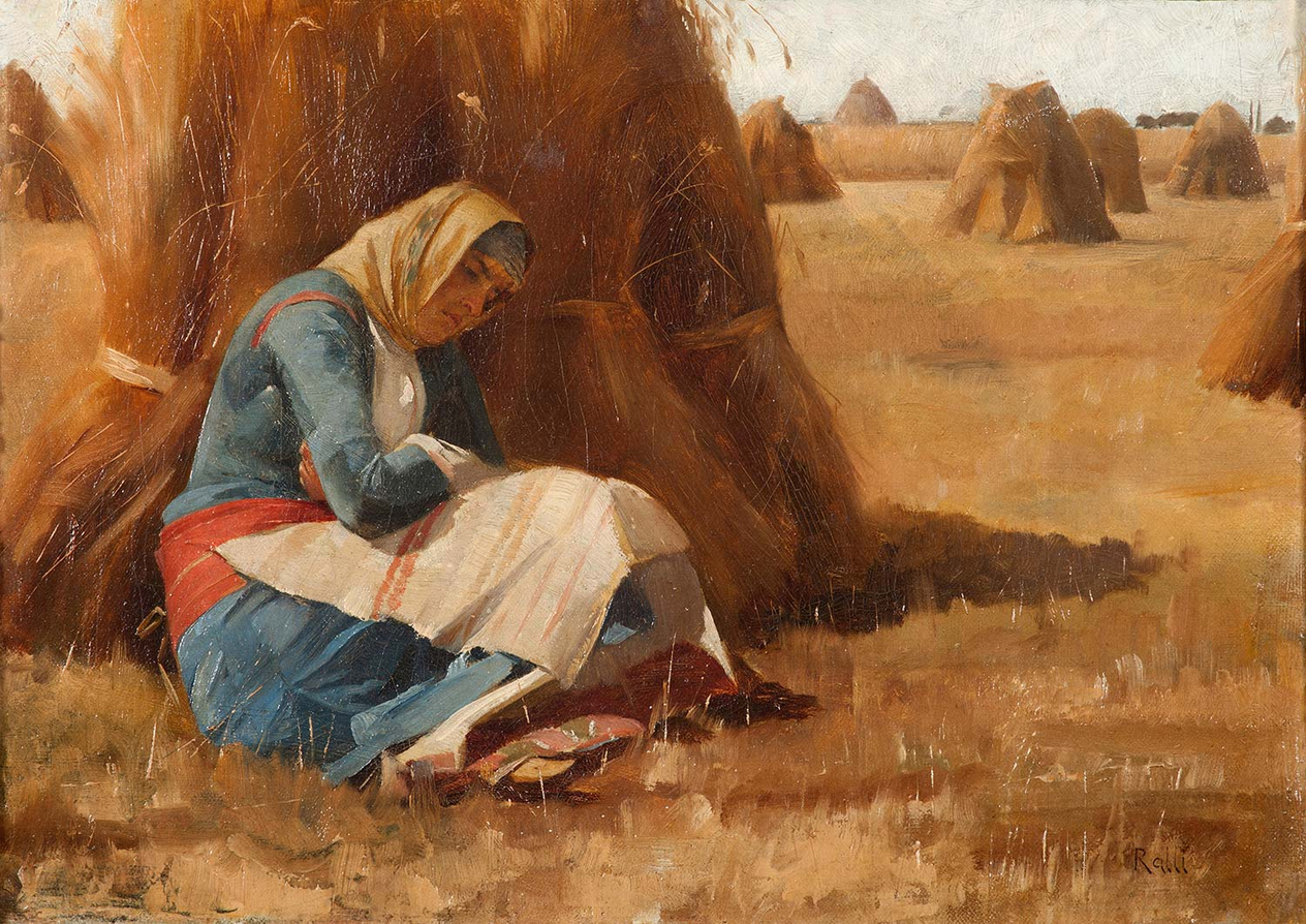 Theodore Ralli Resting by a Haystack Art Print
