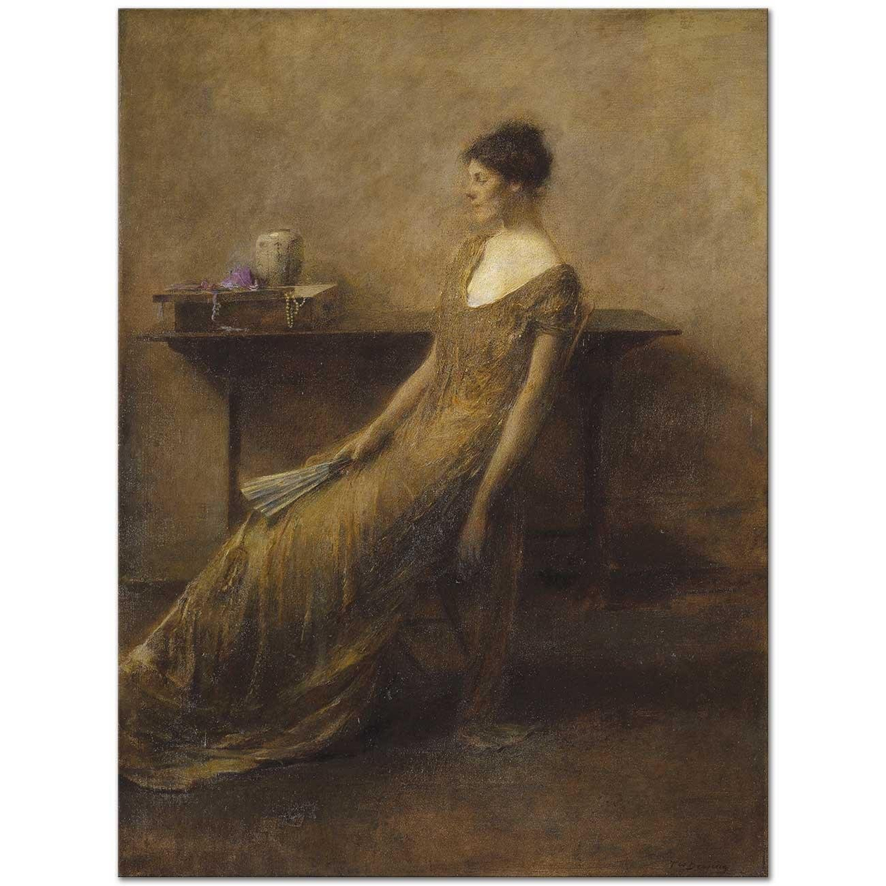 Thomas Wilmer Dewing Altınlar İçindeki Kadın Kanvas Tablo