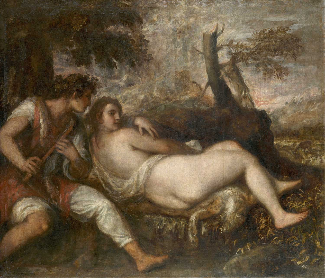 Titian Peri Kızı ve Çoban Kanvas Tablo