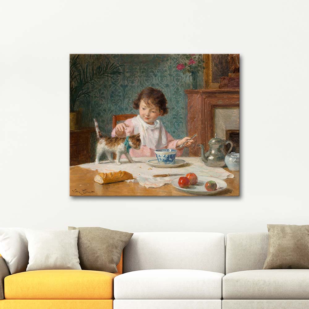 Victor Gabriel Gilbert Girl With Cat Art Print