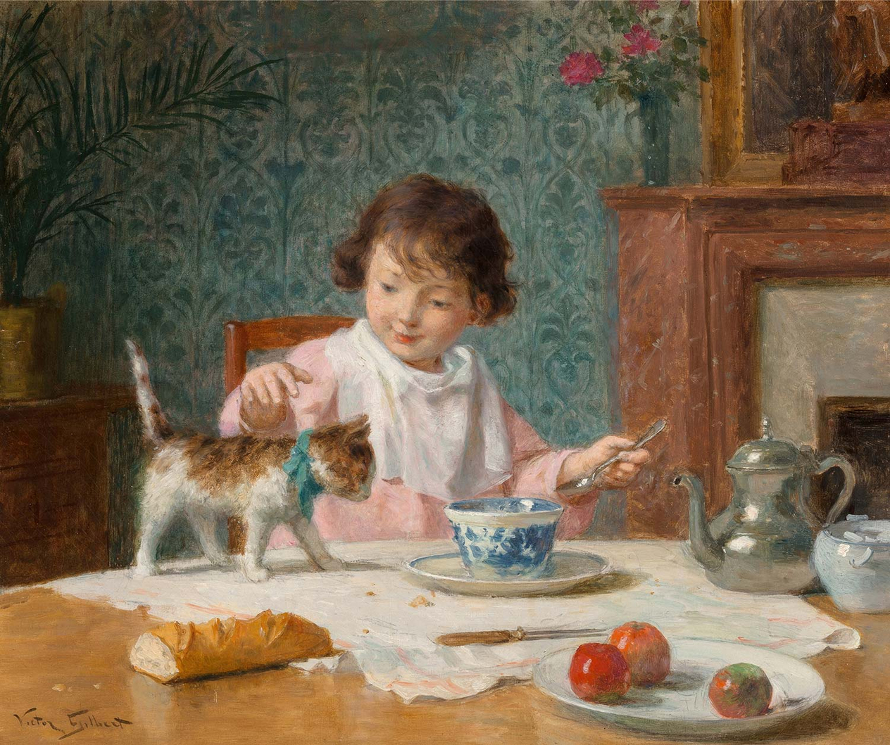 Girl With Cat by Victor Gabriel Gilbert