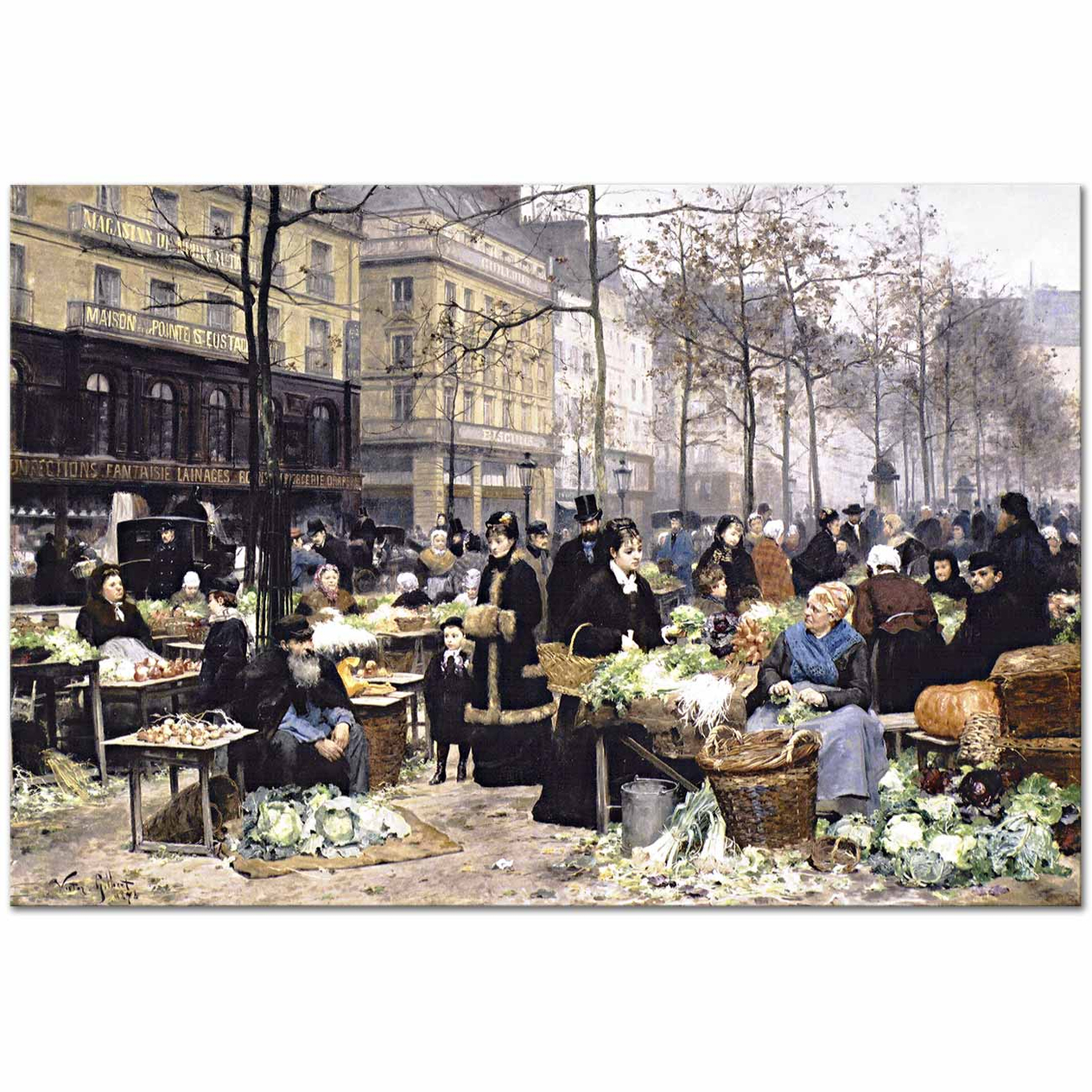 Victor Gabriel Gilbert Pazarda Sebzeler Kanvas Tablo