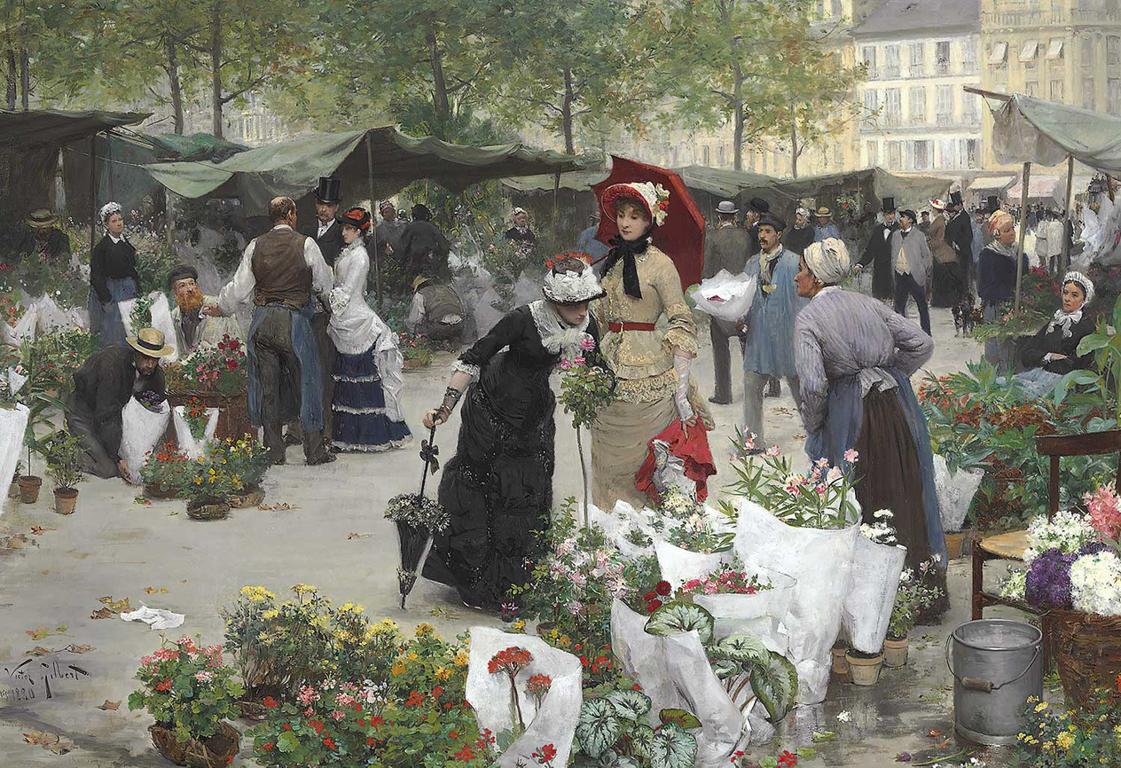Victor Gabriel Gilbert Çiçek Pazarı Kanvas Tablo