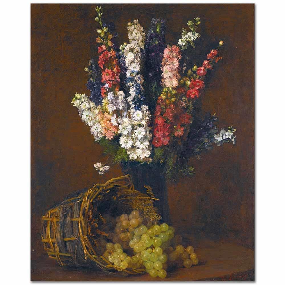 Victoria Dubourg Fantin Latour Hezaran Çiçekleri ve Üzümler Kanvas Tablo