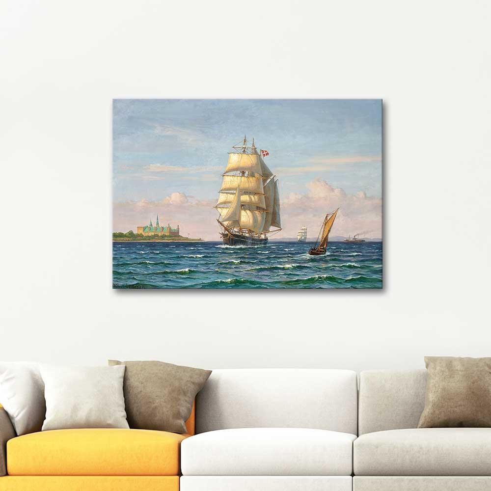 Vilhelm Karl Ferdinand Arnesen Sailing Ships off Kronborg Denmark Art Print