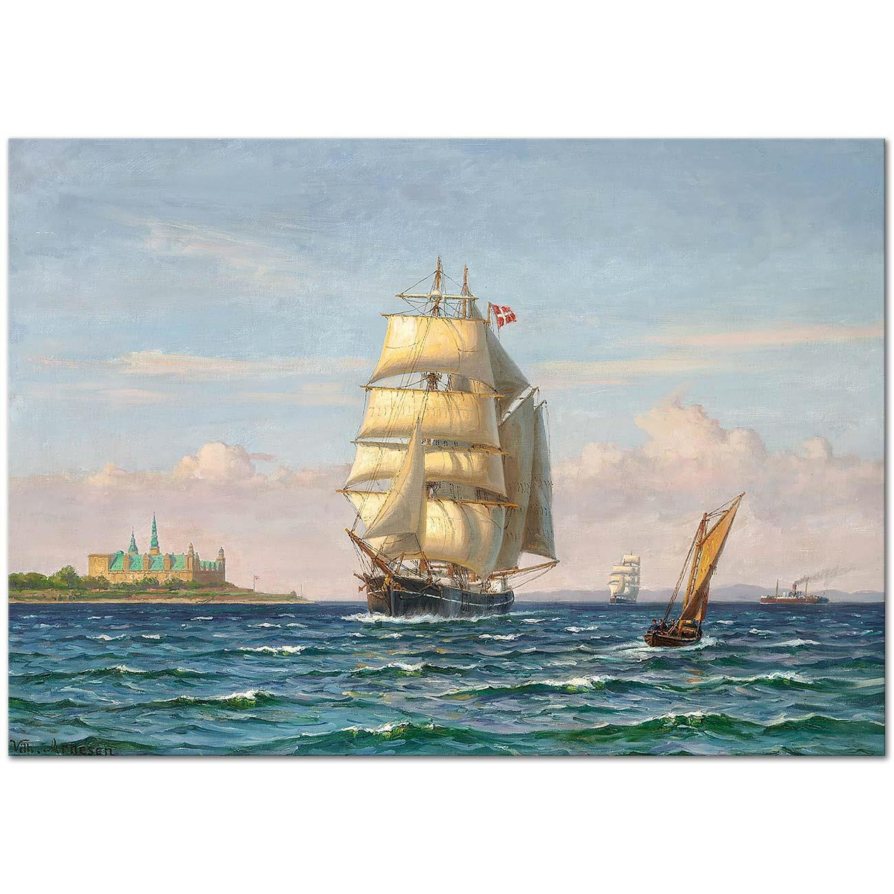 Sailing Ships off Kronborg Denmark by Vilhelm Karl Ferdinand Arnesen