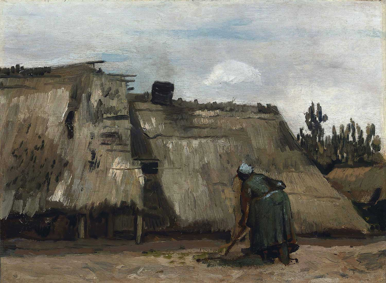 Vincent van Gogh A Peasant Woman Digging In Front Of Her Cottage Art Print