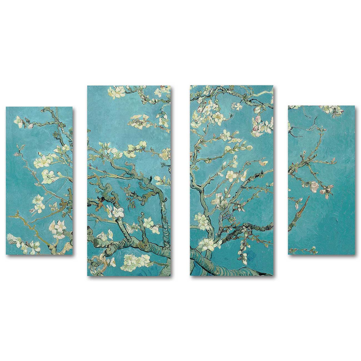 Vincent van Gogh Badem Çiçekleri 4 Parçalı Kanvas Tablo