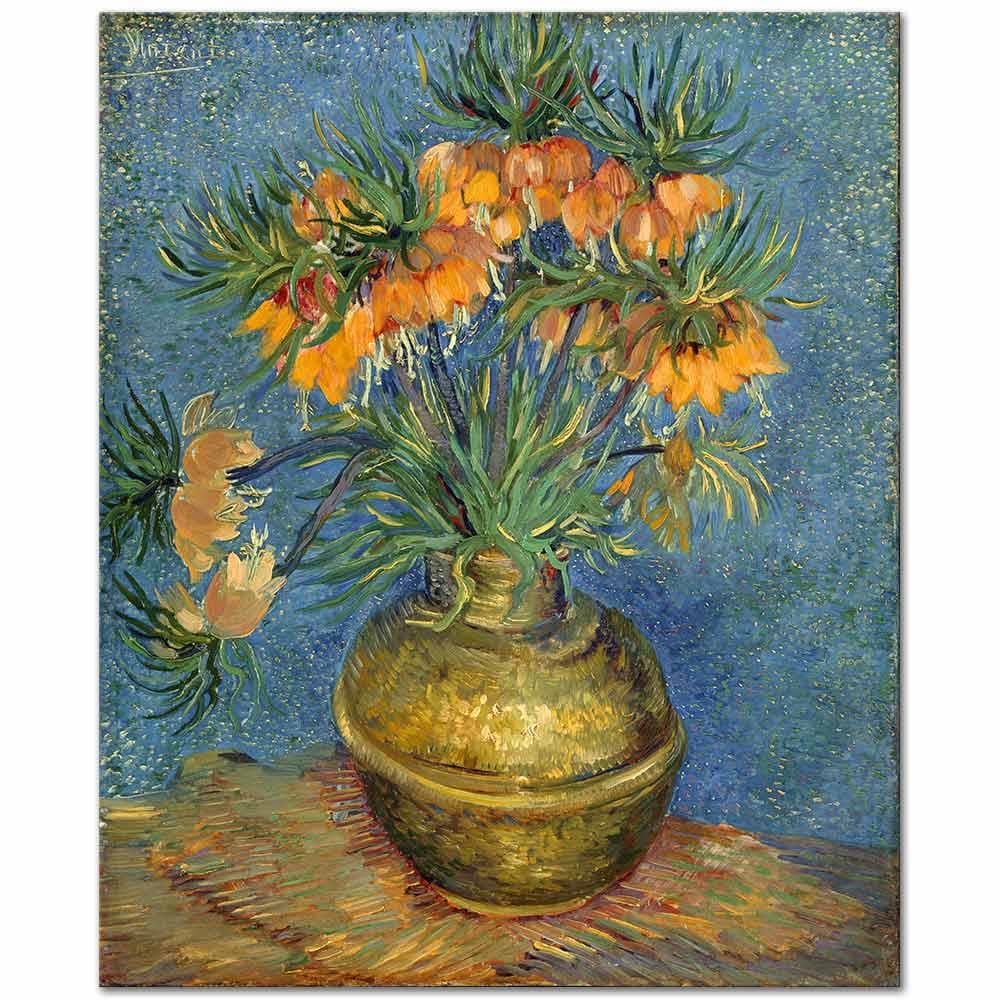 Vincent van Gogh Bronz Vazoda Çiçekler Kanvas Tablo