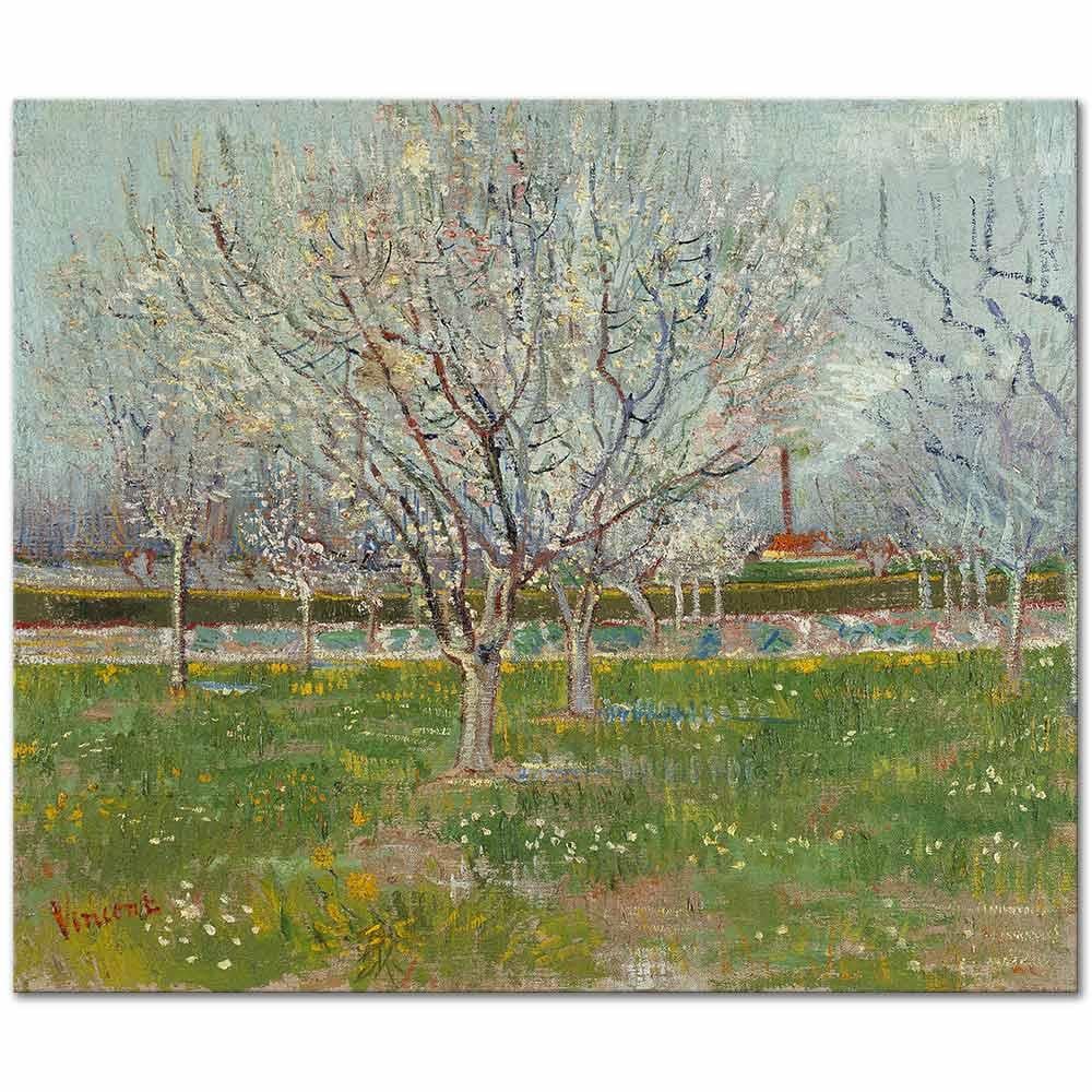 Vincent van Gogh Pembe Çiçekli Meyve Bahçesi Kanvas Tablo