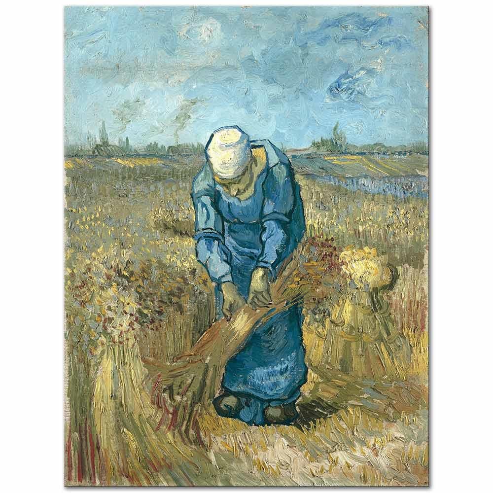 Vincent van Gogh Çiftçi Kadın Ekinleri Bağlarken Kanvas Tablo