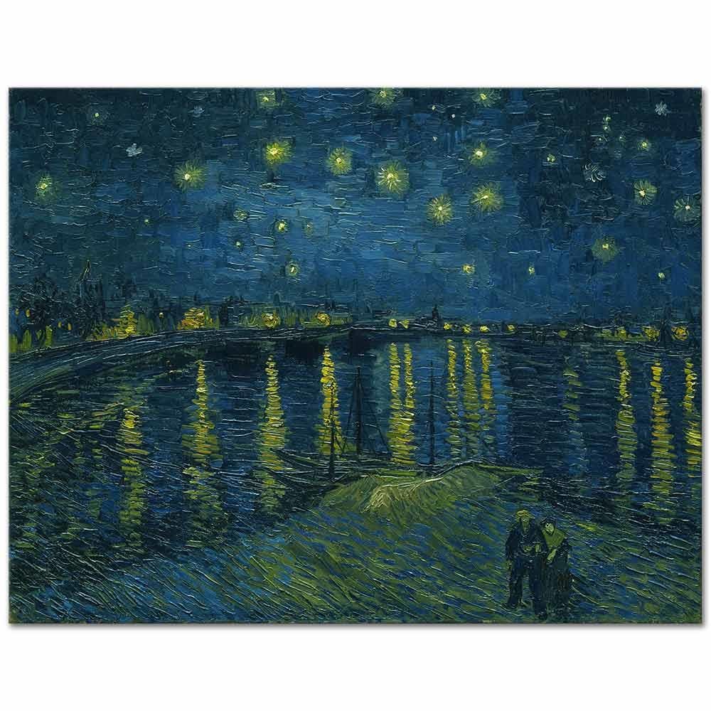Vincent van Gogh Yıldızlı Gecede Rhone Nehri Kanvas Tablo
