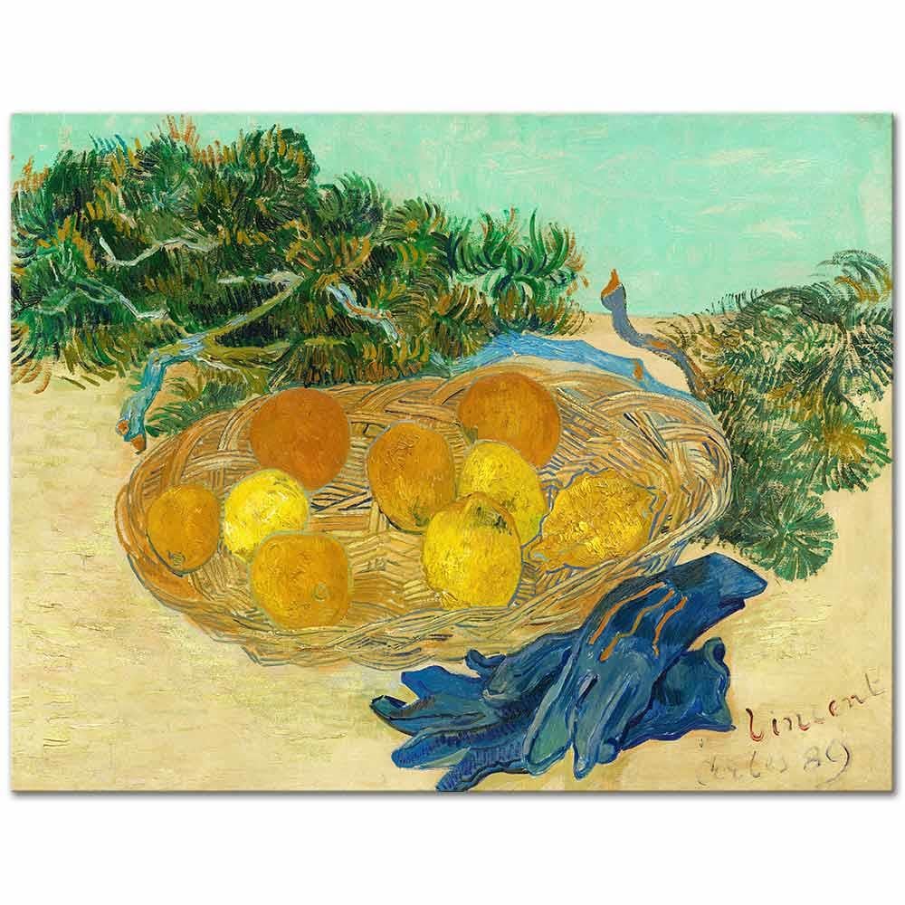 Vincent van Gogh Portakal Limon ve Mavi Eldivenli Natürmort Kanvas Tablo