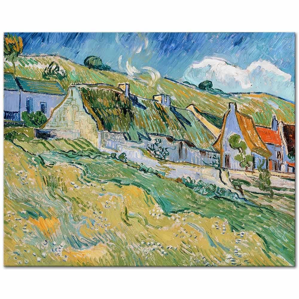 Vincent van Gogh Auvers'te Çiftçi Kulübeleri Kanvas Tablo