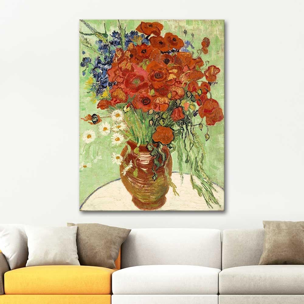 Vincent van Gogh Vazoda Gelincik ve Papatyalar Kanvas Tablo