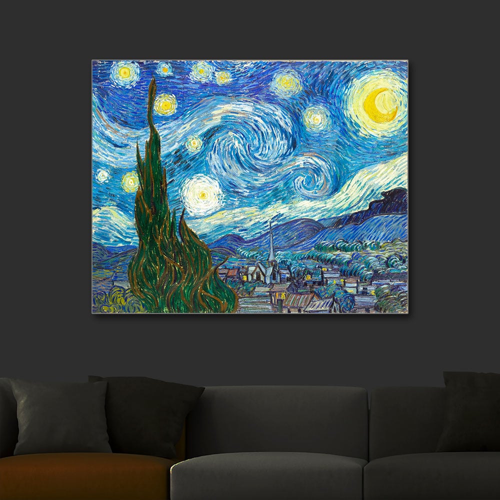Vincent van Gogh Yıldızlı Gece Işıklı Tablo