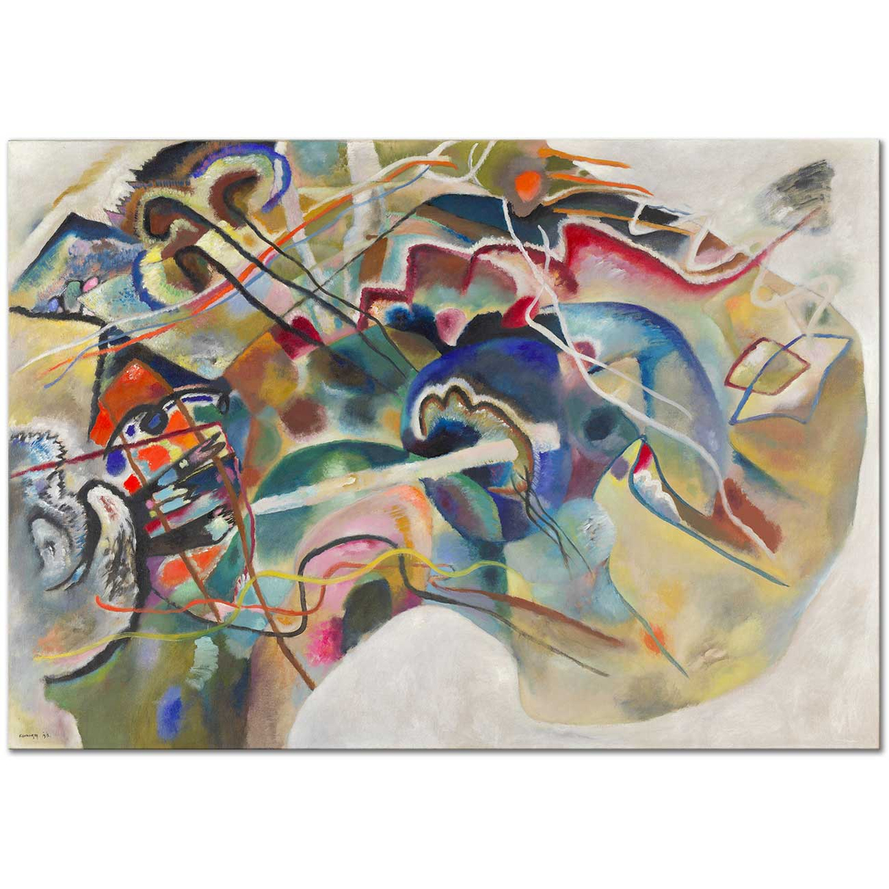 Wassily Kandinsky Beyaz Çizgili Resim Kanvas Tablo