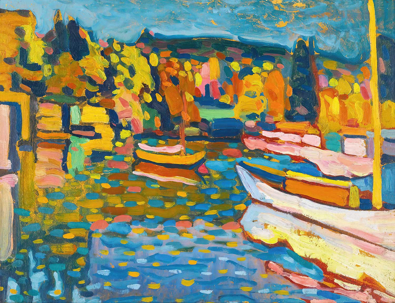 Wassily Kandinsky Study For Autumn Landscape With Boats Art Print