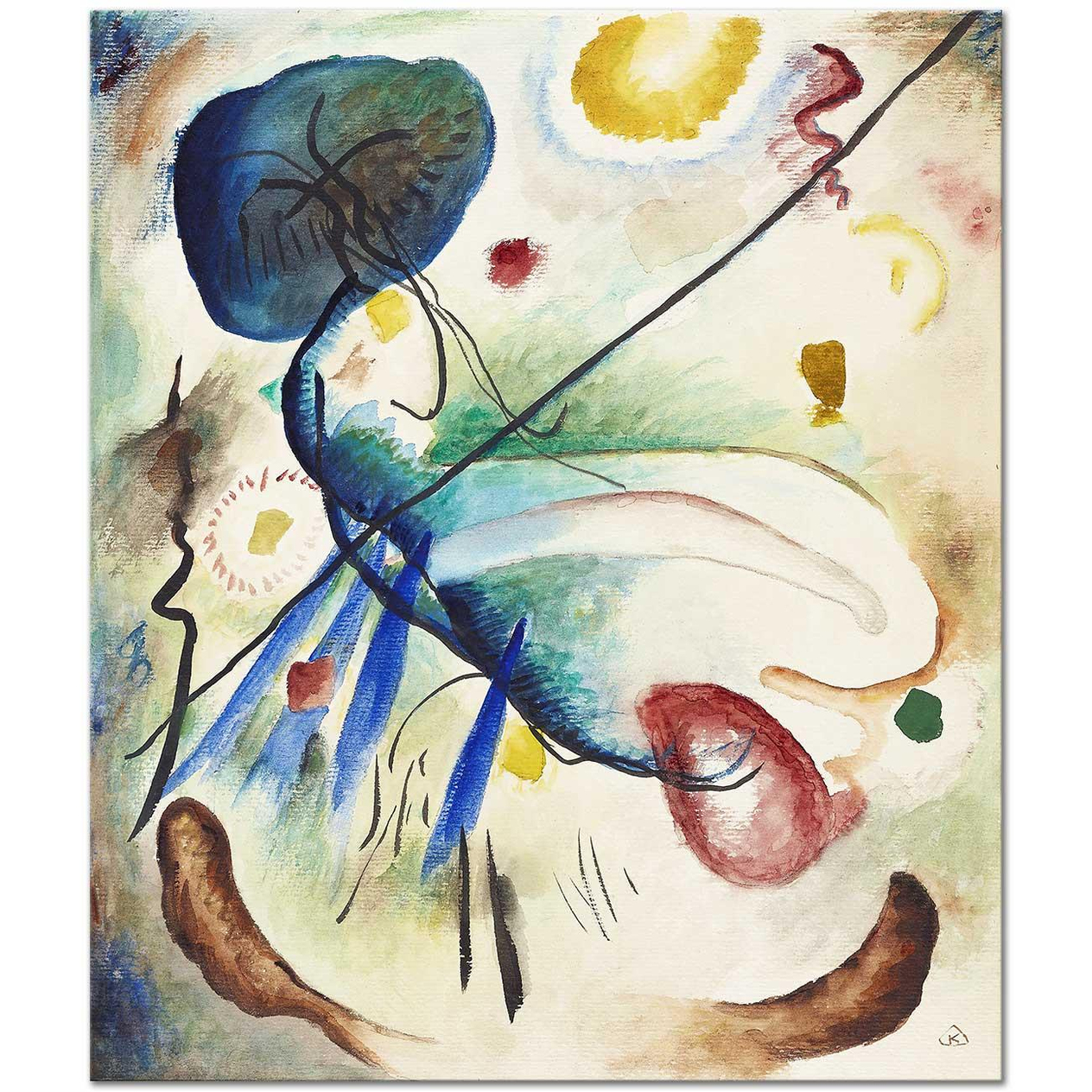 Wassily Kandinsky Çizgili Suluboya Kanvas Tablo