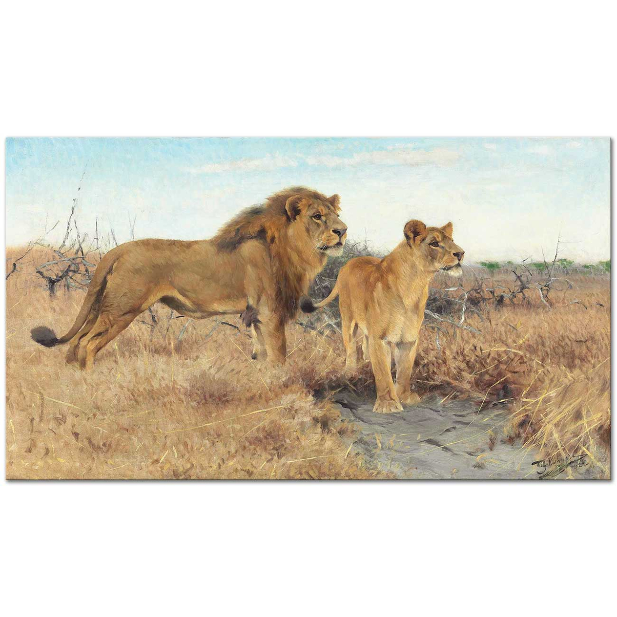Wilhelm Kuhnert Lions on the Plains of Africa Art Print