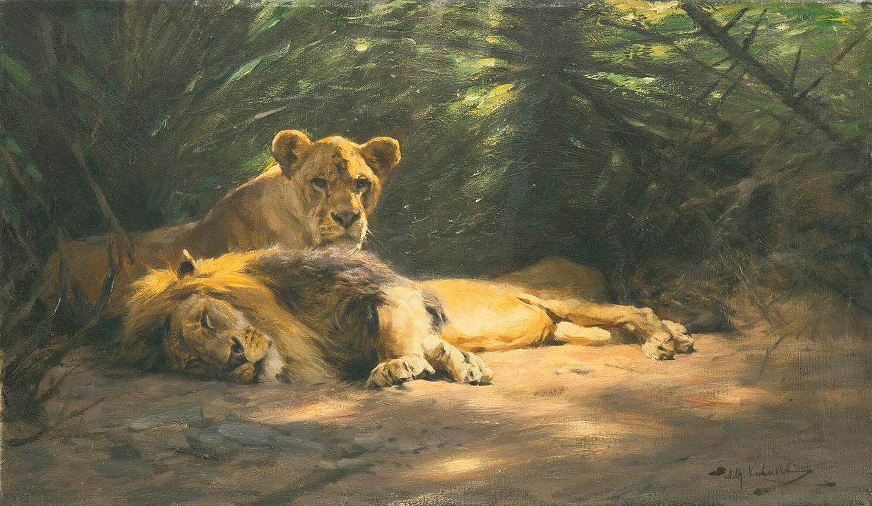 Wilhelm Kuhnert The Lions' Den Art Print
